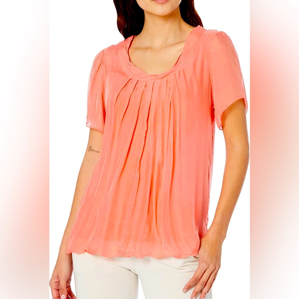 Made in Italy coral Silk blend top